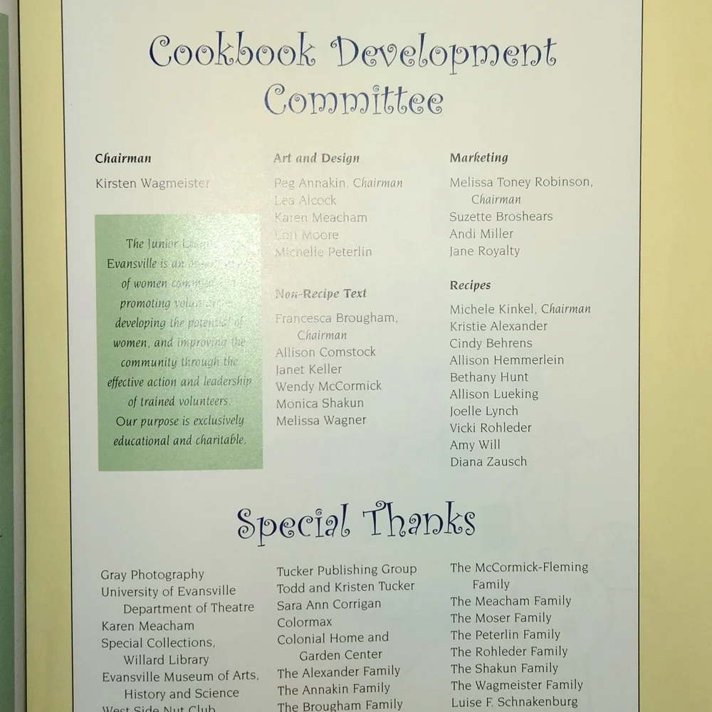 Once Upon a Time Junior League of Evansville Cookbook 2003 Hardcover 1st Edition